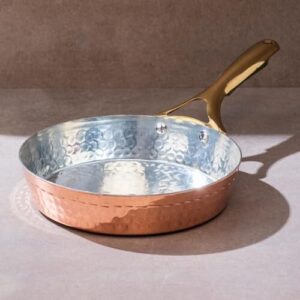 Copper Frying Pan with Heat-Resistant Handle | 8.5 Inch Naturally Non-Stick Tin