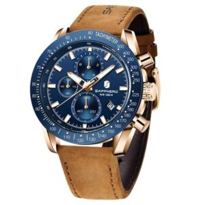 Mens Watches Quartz Movement Chronograph Leather Strap Fashion Business Sport De | eBay