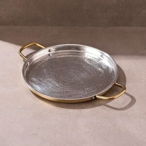 Brass Dosa Tawa with Insulated Handles, 11.5"(29 cm) Tin Coated Brass Dosa Tava