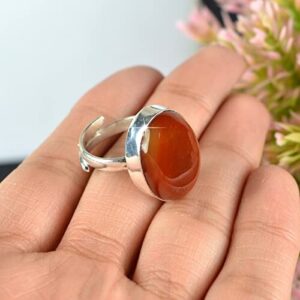 Products Natural Certified Red Onyx Gemstone Ring - Adjustable Unisex Crystal St  | eBay UK