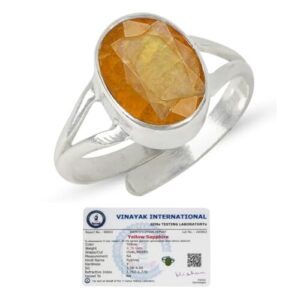 Products Natural Certified Silver Gemstone Adjustable Ring Yellow Sapphire Emer  | eBay UK