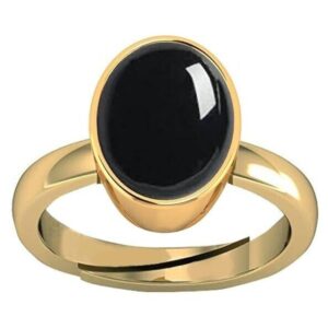 Certified 10.00 Ratti / 9.00 Carat Natural Black Onyx Chalcedony Adjustable Ring | eBay