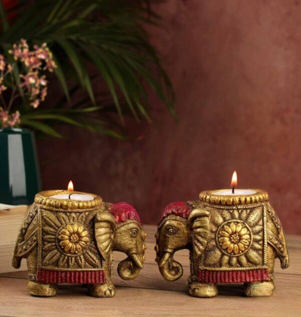 Resin Elephant Candle for Home Décor Set of 2 Handcrafted Diwali Diya Decorative | eBay