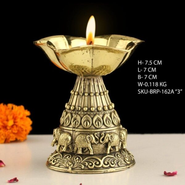 Religious Brass Diya for Puja | 3" Arti Deepak Deepam Oil Lamp for Worship and | eBay - Image 3