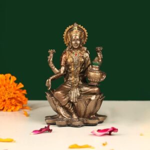 Resin 3" Laxmi Copper Finish Hindu God Statue Laxmi Ji Idol Figurine Decoration | eBay