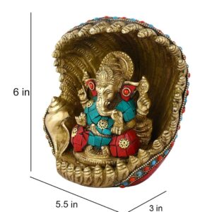 India Brass Lord Ganesh Idol, 6 Inches Height, Multicolour, 1 Piece | eBay