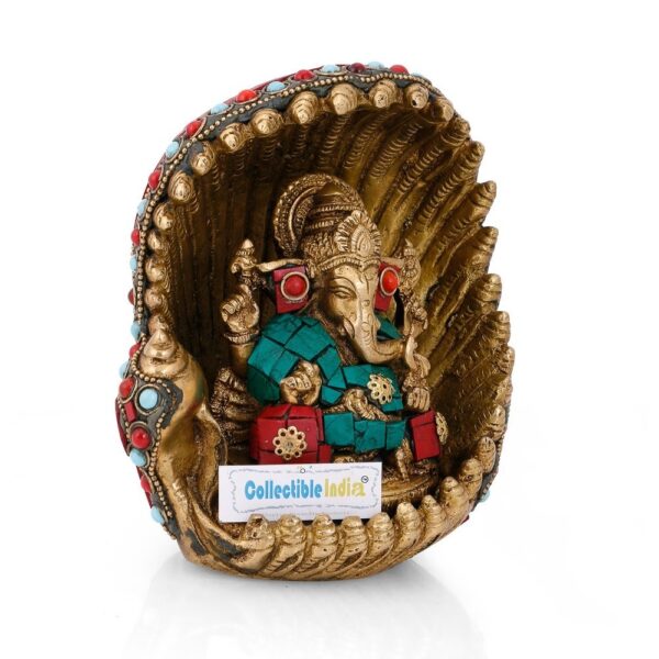 India Brass Lord Ganesh Idol, 6 Inches Height, Multicolour, 1 Piece | eBay - Image 3