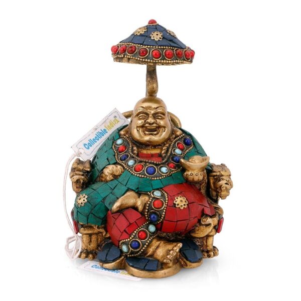 India Brass Laughing Buddha Statue, 6.5 Inches Height, Multicolour, 1 Piece | eBay - Image 2