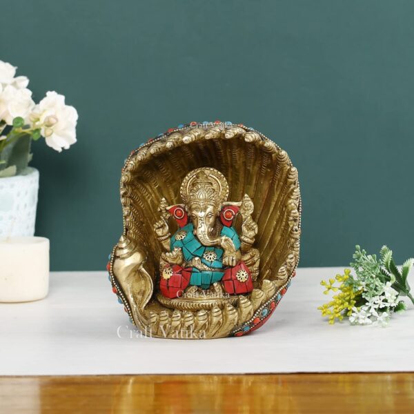 India Brass Lord Ganesh Idol, 6 Inches Height, Multicolour, 1 Piece | eBay - Image 4