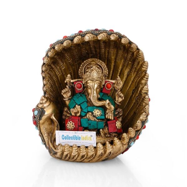 India Brass Lord Ganesh Idol, 6 Inches Height, Multicolour, 1 Piece | eBay - Image 5