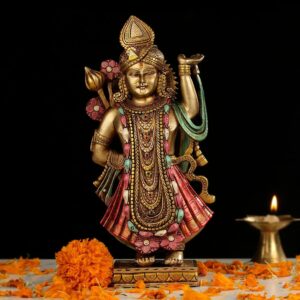 10" Resin Shreenath ji Standing Metal Finish Idol Murti Statue for Home Office T | eBay