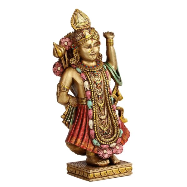 10" Resin Shreenath ji Standing Metal Finish Idol Murti Statue for Home Office T | eBay - Image 2