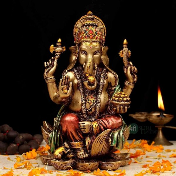 old Cast Resin Ganesh Showpiece Antique Decor (7 Inches, Metal Finish) | eBay