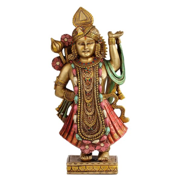 10" Resin Shreenath ji Standing Metal Finish Idol Murti Statue for Home Office T | eBay - Image 3
