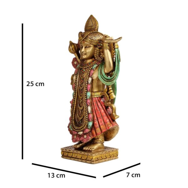 10" Resin Shreenath ji Standing Metal Finish Idol Murti Statue for Home Office T | eBay - Image 5