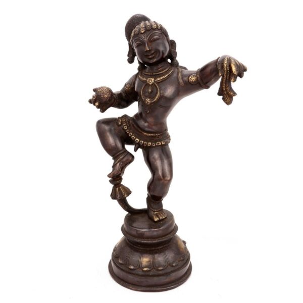 India Large Antique Finished Brass Krishna Statue (11 Inches Height, Grey) | eBay - Image 3