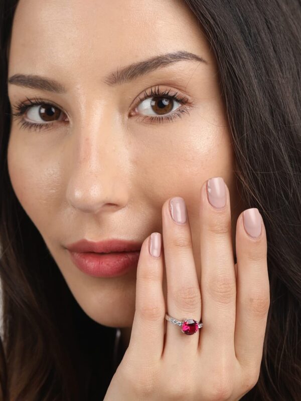 925 Sterling Silver Round Stone Ring with Adjustable Band | Gift for Women Wife | eBay - Image 3