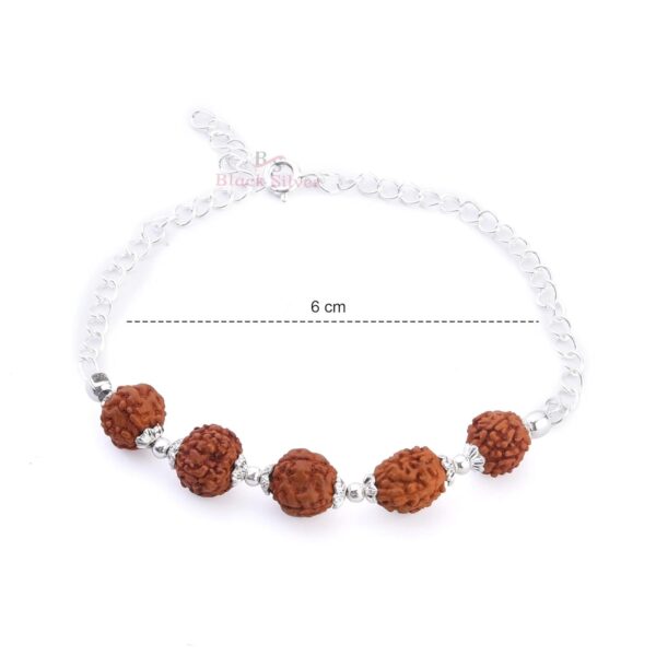 Five Rudraksha Pure 925 Sterling Silver Bracelet/Rakhi With Flower Caps for Boys | eBay - Image 2