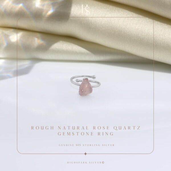 925 Silver Natural Raw Gemstone Rough Cut Adjustable Ring | 92.5 Sterling Silver | eBay - Image 3