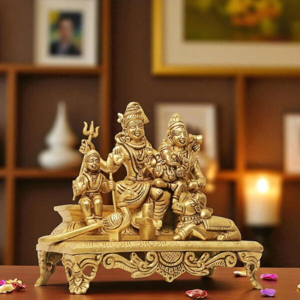 Brass Shiv Parivar Murti for Home Puja, Shiva Parvati Statue with Family, Idol f | eBay - Image 2