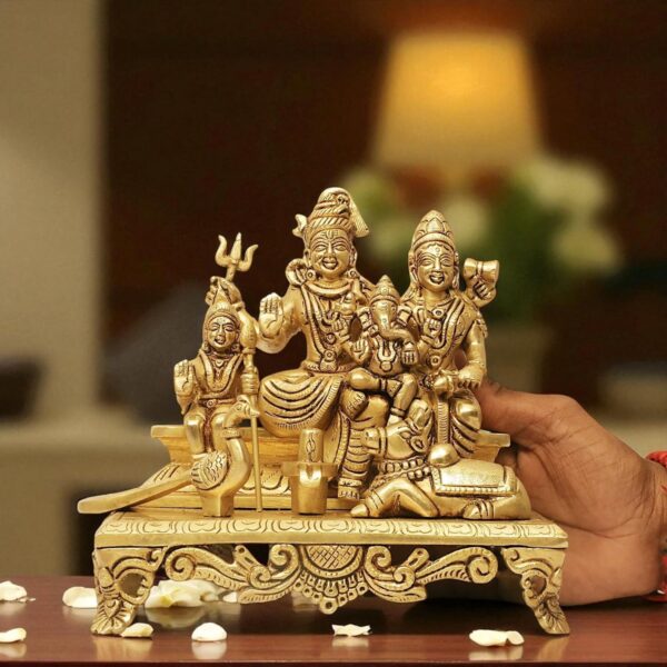 Brass Shiv Parivar Murti for Home Puja, Shiva Parvati Statue with Family, Idol f | eBay - Image 3
