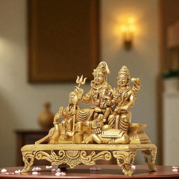 Brass Shiv Parivar Murti for Home Puja, Shiva Parvati Statue with Family, Idol f | eBay - Image 4