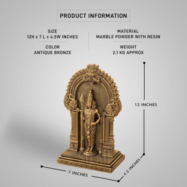 Murugan Statue for Pooja & Home Decor - Antique Bronze Finish Murugan Idol | God | eBay - Image 3