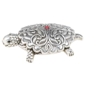 999 Silver Hollow Tortoise, Oxidized Finish Kachua Idol for Temple, Home Decorat | eBay