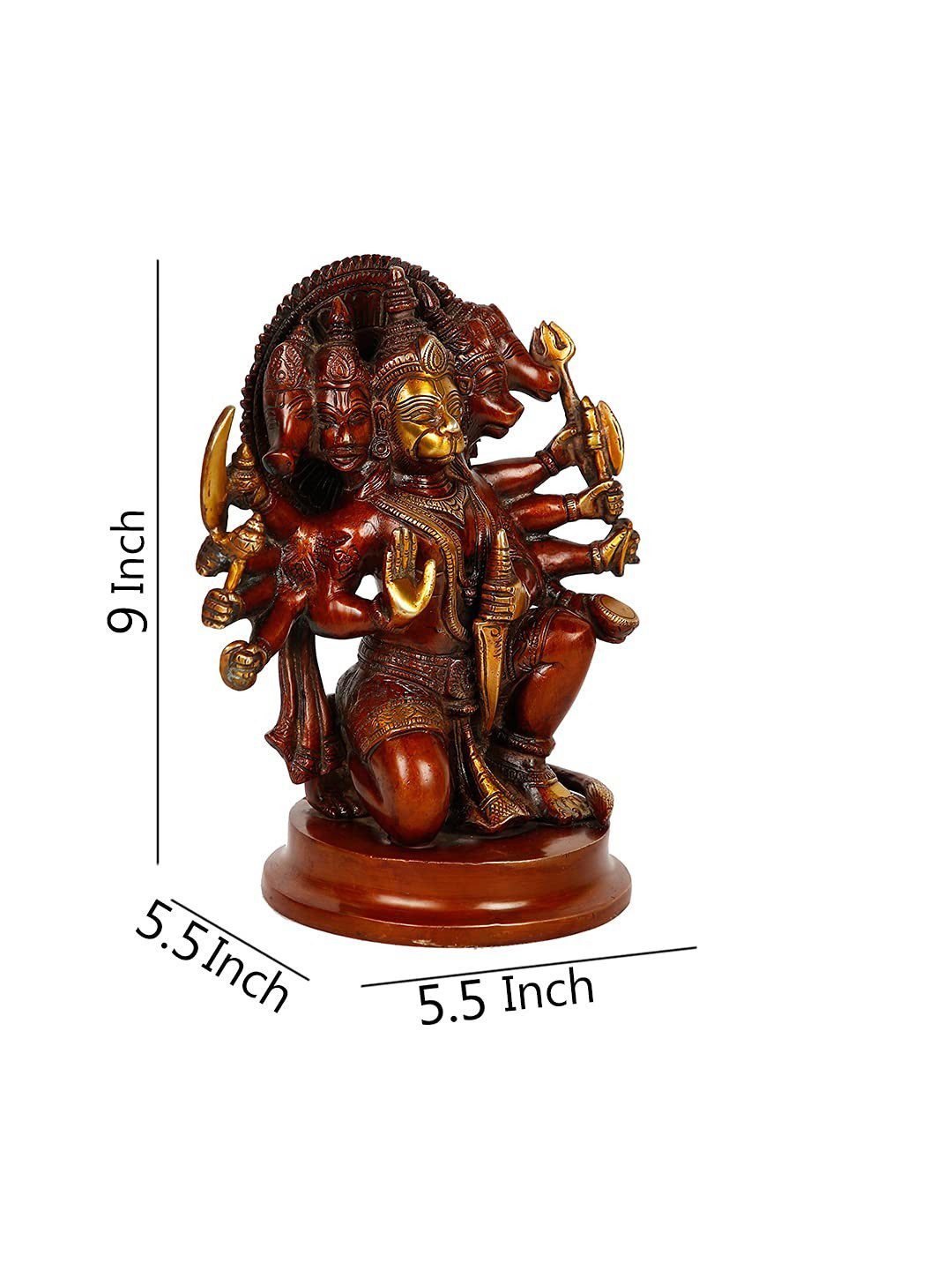 Panchmukhi Hanuman Murti idol Statue Bajrang Bali Brass for Home Pooja Room & Ma | eBay - الصورة 3