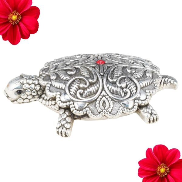 999 Silver Hollow Tortoise, Oxidized Finish Kachua Idol for Temple, Home Decorat | eBay - Image 2