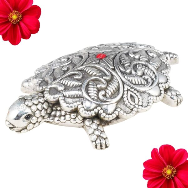 999 Silver Hollow Tortoise, Oxidized Finish Kachua Idol for Temple, Home Decorat | eBay - Image 4