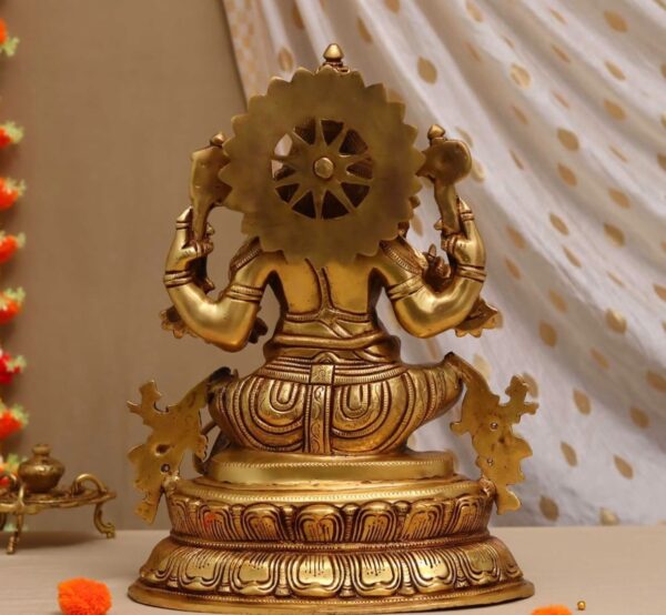Brass Ganesh Statue | Ganpati Sitting on Lotus Base | Golden Ganesha | Fine Work | eBay - Image 2