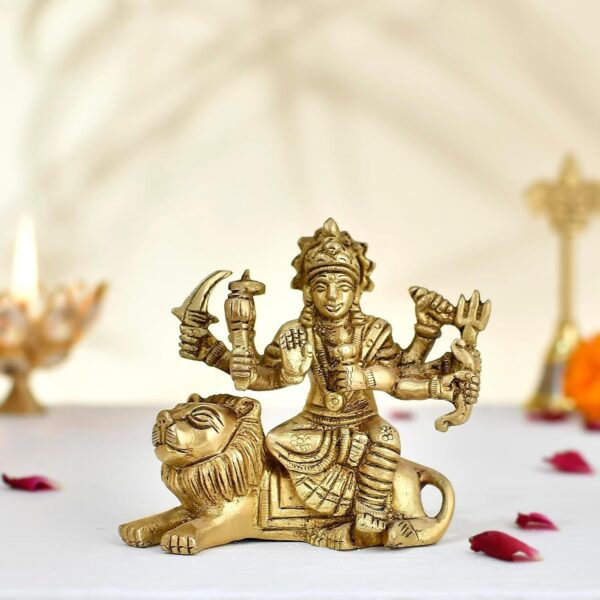 Brass Sherawali Durga MATA Idol Murti Statue Sitting on Lion - Religious Idol Fi | eBay