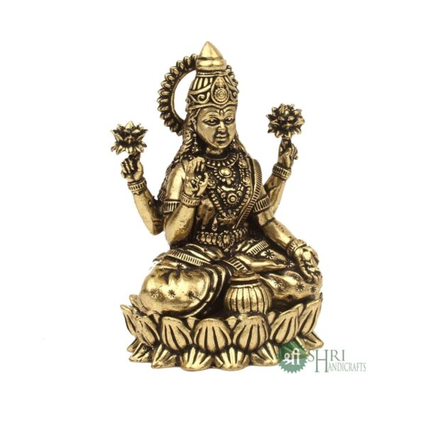 Brass 2" Goddess Maa Laxmi Idol Murti Statue for Home and Office (5x3x2 cms, 40g | eBay - Image 2