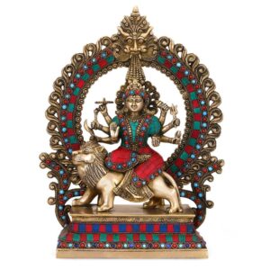 Brass Durga Idol, 15 Inches Height, Multicolour | eBay