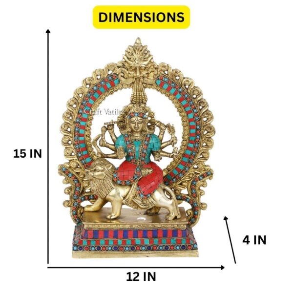 Brass Durga Idol, 15 Inches Height, Multicolour | eBay - Image 2