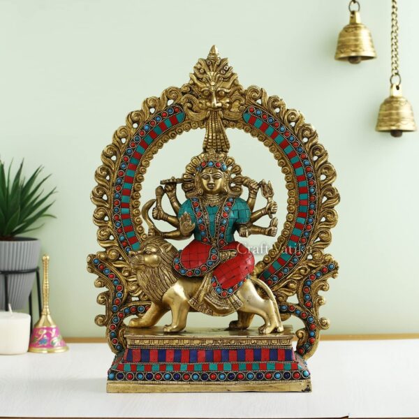 Brass Durga Idol, 15 Inches Height, Multicolour | eBay - Image 5