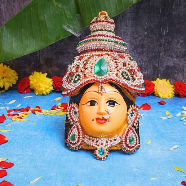 Decorated Varalakshmi Face Idol Laxmi Mukhota for Pooja - Varalakshmi Ammavari F | eBay - Image 2