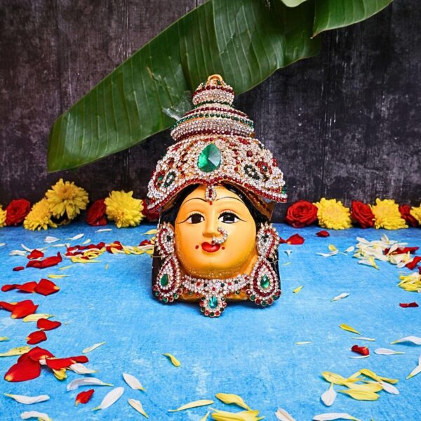 Decorated Varalakshmi Face Idol Laxmi Mukhota for Pooja - Varalakshmi Ammavari F | eBay - Image 3