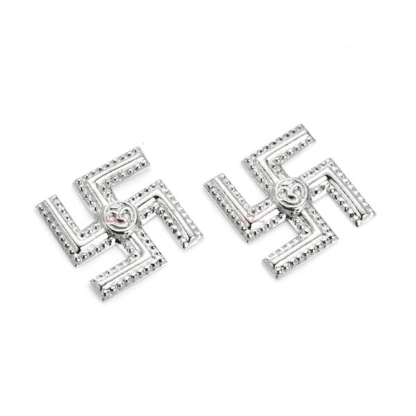 Black Silver BIS Hallmarked Pair of 925 Pure Silver Swastik for Pooja , Mandir D | eBay - Image 3