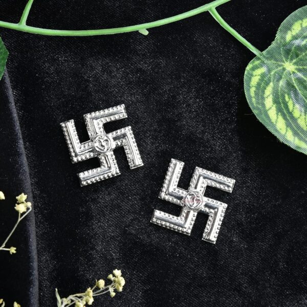 Black Silver BIS Hallmarked Pair of 925 Pure Silver Swastik for Pooja , Mandir D | eBay - Image 4