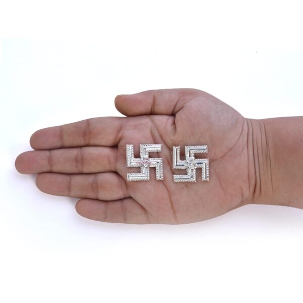 Black Silver BIS Hallmarked Pair of 925 Pure Silver Swastik for Pooja , Mandir D | eBay - Image 5