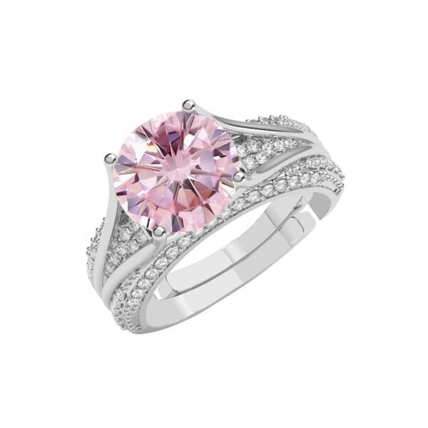 925 Sterling Silver Tove Pink Solitaire Wedding Finger Ring | Swiss Zircon Plati | eBay - Image 2