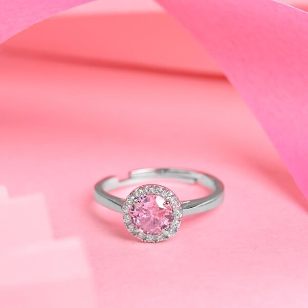 925 Sterling Silver Vega Pink Solitaire Halo Finger Ring | Swiss Zircon Platinum | eBay
