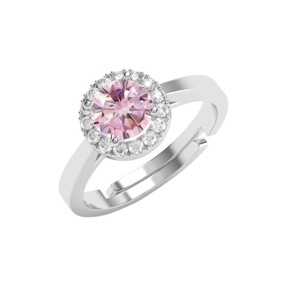 925 Sterling Silver Vega Pink Solitaire Halo Finger Ring | Swiss Zircon Platinum | eBay - Image 2