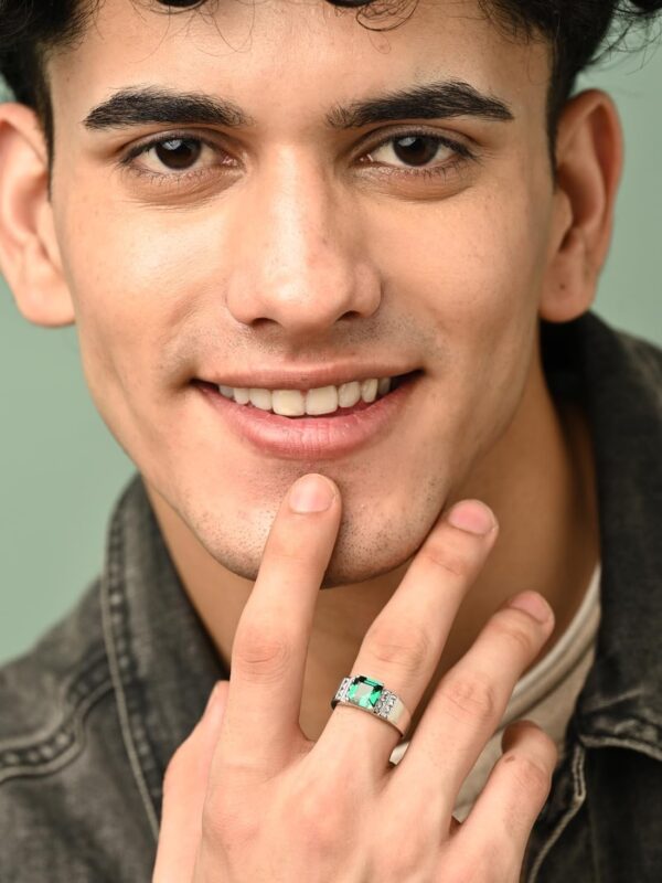 925 Sterling Silver Prince Men Ring |Size Adjustable, Platinum Plated, Swiss Zir | eBay - Image 2