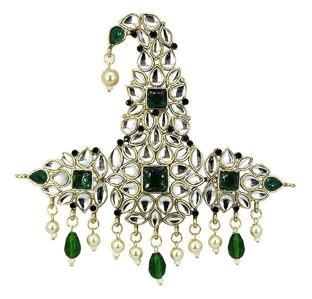 Designer Brooch Kundan Jewelry Set Groom Wedding Party Wear aad | eBay - الصورة 3