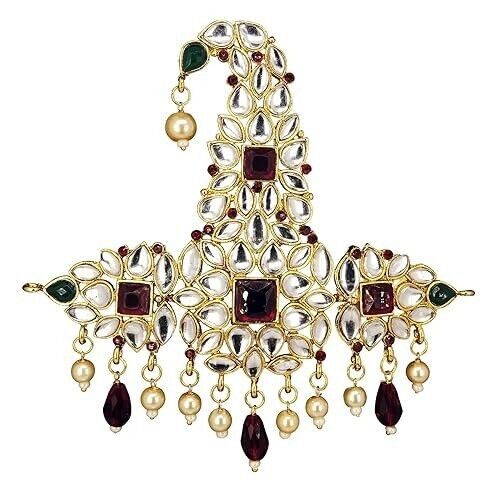 Designer Brooch Kundan Jewelry Set Groom Wedding Party Wear aad | eBay - الصورة 4