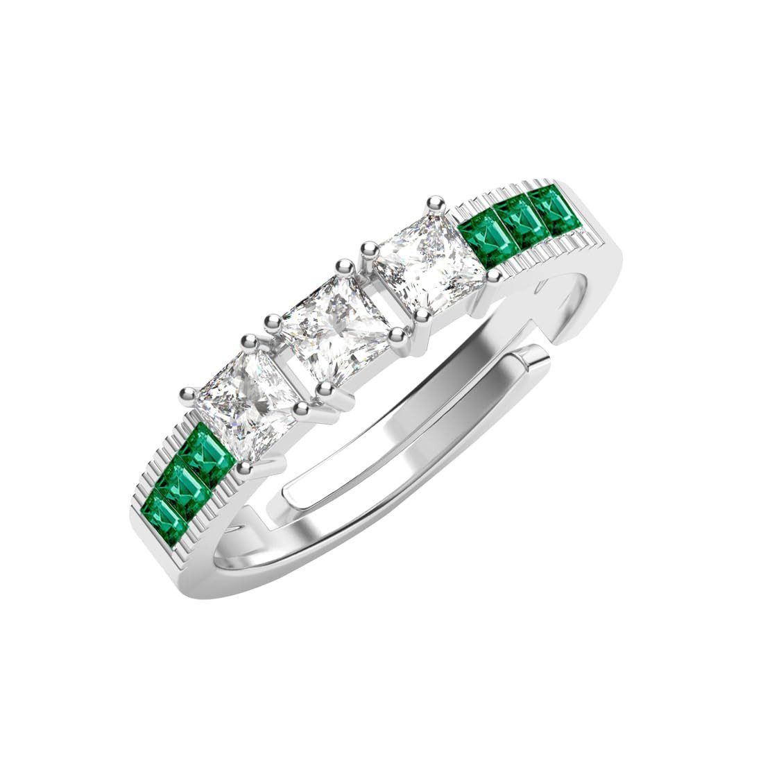 925 Sterling Silver Vera Minimal Green Finger Ring | Swiss Zircon Platinum Plate | eBay - الصورة 2