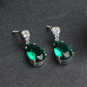 925 Sterling Silver Dark Green Tear Drop Pendant Earring Chain Jewellery Set | R | eBay